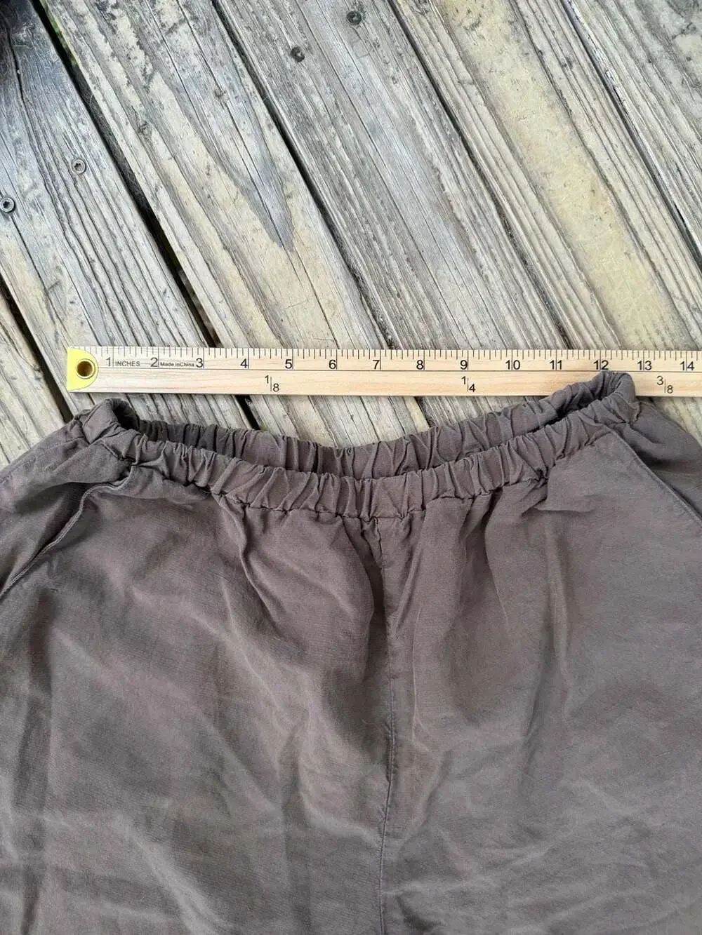 Homefrocks Brown Linen Elastic Waist Wide Leg Cropped Pants Size M - Picture 4 of 7
